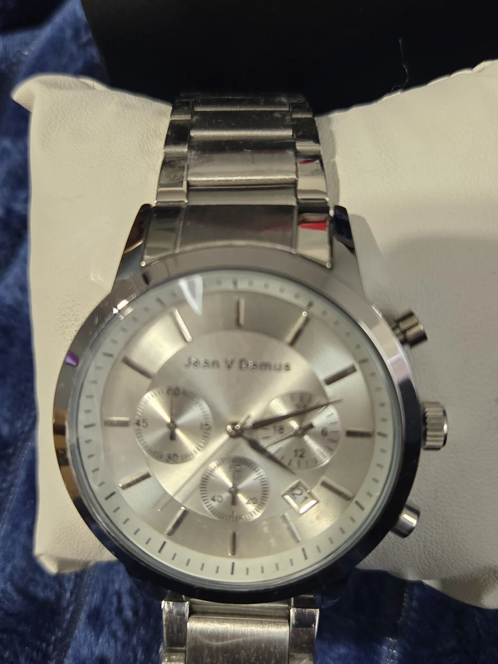 Silver Stainless Steel Chronograph Wristwatch